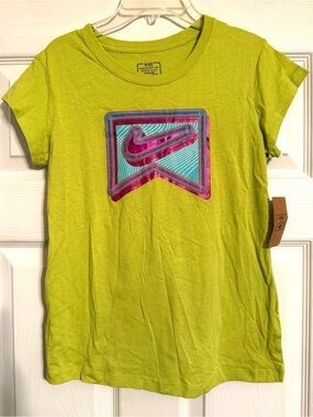 Nike New 2011 Green Neon Logo Sparkle T-Shirt Youth Kids L 12 13 Collectible